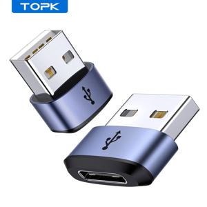 TOPK AT13 USB C-USB 수 어댑터, USB 암 (C타입)-USB 2.0 수 (USB-A) 고속 충전 및 데이터 동기화 OTG 어댑터 커넥터