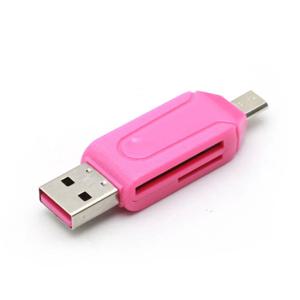 USB 메모리 카드 리더, 마이크로 USB OTG-USB 어댑터, SD/TF 카드 리더, 무작위 색상, 2 인 1, 1 개