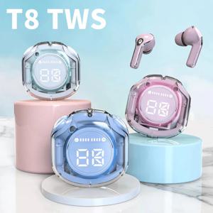 T8 TWS 무선 블루투스 헤드셋, 5.3 헤드폰, 스포츠 게임 헤드셋, 소음 감소 이어버드, 저음 터치 컨트롤, 휴대폰용, 신제품