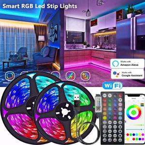 LED 스트립 라이트 5050 RGB 유연한 네온 조명, 블루투스 앱 색상 변경, LED 램프 테이프, 게임방 장식, TV 백라이트