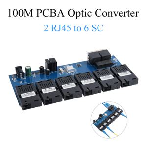 PCBA 보드 광섬유 미디어 컨버터, 100M, 2 RJ45-6 SC 광학 커넥터, 1310nm, 1550nm 3A 및 3B 포트, 20km 이더넷 POE 스위치