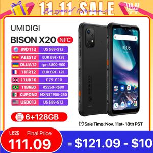 UMIDIGI BISON X20 견고한 스마트폰, 안드로이드 13, MTK 헬리오 P60 옥타코어, 6.53 인치 HD, 6 + 6GB, 128GB, 6000mAh 배터리, NFC AGPS, IP68, IP69K