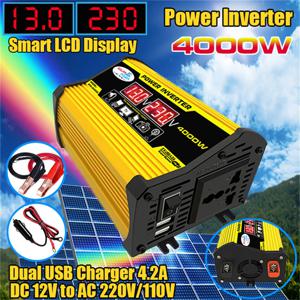 휴대용 자동차 전원 인버터, DC12Volt ~ AC110/220Volt 변압기, 4000W 수정 사인파 인버터, USB 자동 인버터