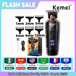 Kemei KM-5090 전기 헤어 클리퍼, 다기능 가정용 헤어 트리머, 인쇄 그래피티 면도기, USB 남성용 전기 면도기