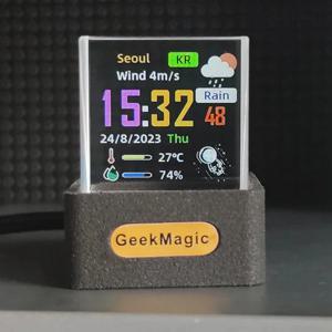 GeekMagic GIFTV 크리스탈 큐브 사진 디스플레이, 홀로그램 데스크탑 스마트 기상 관측소 디지털 시계, GIF애니메이션 앨범 포함