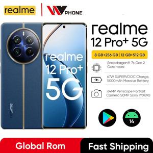 글로벌 롬 Realme 12 Pro Plus 5G 스냅드래곤 7s Gen 2 64MP 소니 IMX890 OIS 6.7 인치 AMOLED 67W SuperVOOC 스마트폰 Realme 12 Pro +