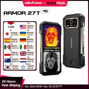 【세계 최초 공개】 Ulefone Armor 27T 4G 열화상 FLIR® 견고한 휴대전화 10600mAh 안드로이드 14 최대 24GB+256GB 6.78