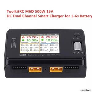 ToolkitRC M6D V3 500W 15A DC 듀얼 채널 미니 스마트 충전기 방전기, 1-6S Lipo 배터리 FPV 모델 예비 부품 교체 M8