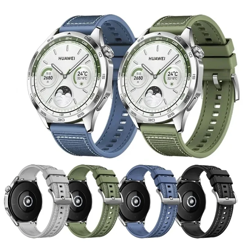 화웨이 워치 GT 4 5 용 나일론 실리콘 스트랩, 스마트 워치 GT4 공식 스타일 벨트 교체 손목 밴드, 46mm