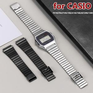 CASIO F-91W F91W A-168 AE-1200 AE-1300 스틸 스트랩, 초박형 금속 팔찌, F84 F105 F108 A158, 18mm, 20mm