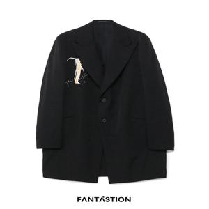 FANTASTION 남성용 오버사이즈 재킷, 자수 블레이저, 럭셔리, 빅 사이즈, 세트 코트