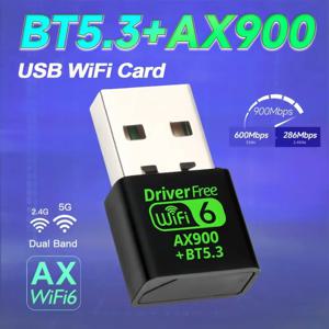 무선 네트워크 카드 5.3 와이파이 USB 어댑터, 와이파이 안테나 USB, PC, 노트북, Win10, 11 드라이버용, 와이파이 6 AX900, 2.4G 및 5GHz ,WiFi 6 AX900 Bluetooth 5.3 WiFi USB Adapter Wireless Network Card 2.4G&5GHz Wi-Fi Antenna USB For PC/Laptop Win10/11