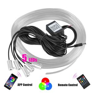 12V 6m LED 스트립 RGB 자동차 인테리어 조명 주변 램프 장식 광섬유 5 렌즈 스마트 컨트롤 캐러밴 자동차 액세서리