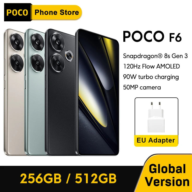 POCO 스마트폰 글로벌 버전, 스냅드래곤 F6®CrystalRes AMOLED 도트 디스플레이 NFC 5G 터보 충전, 8s Gen 3, 90W, 6.67 인치, 1.5K, 120Hz