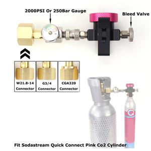 소다 퀵 커넥트 핑크 CO2 실린더 리필 어댑터, 충전 스테이션, 게이지 키트 포함, 소다스트림 테라, 듀오, 아트 CO2 실린더에 적합