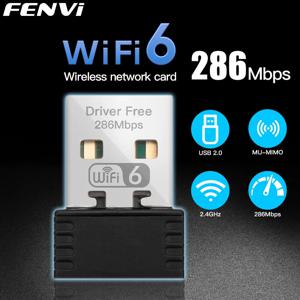 FENVI WIFI 6 어댑터 AX286 네트워크 카드 미니 USB 동글 2.4GHz 802.11AX 신호 수신 PC 노트북 윈도우 10/11 드라이버 무료