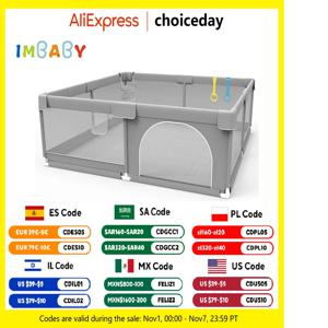 IMBABY 아기용 그레이 코럴 보호 앵글 아기 놀이터, 고품질 아기 크롤링 울타리 게임 플레이펜