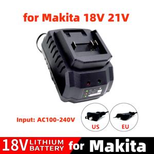 Makita 18V 21V 리튬이온 배터리에 적합한 배터리 충전기 Makita 배터리 교체용 휴대용 고속 충전기 EU 플러그 US 플러그