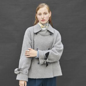 SHORT TRENCH WOOL COAT_GRAY