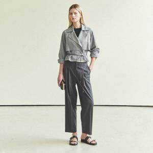 BELTED SHORT TRENCH JACKET_GRAY