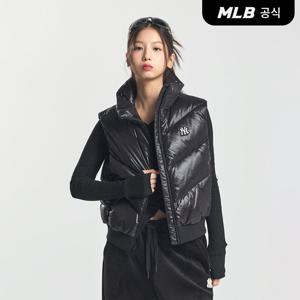 여성 바시티 유광 중량 패딩조끼 NY (Black)