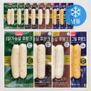 굽네 닭가슴살 후랑크 120g 마늘 3개입 + 청양고추 2개입 + 블랙페퍼 2개입 + 할라피노 2개입 세트 1080g (냉동), 1세트