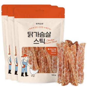 반려소반 강아지 건강한 수제간식 육포, 닭가슴살, 100g, 3개