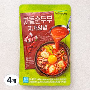 풀무원 차돌순두부 찌개양념, 140g, 4개