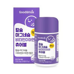 내츄럴플러스 굿앤키즈 칼슘 마그네슘 비타민D 아연 츄어블 135g, 90정, 1개