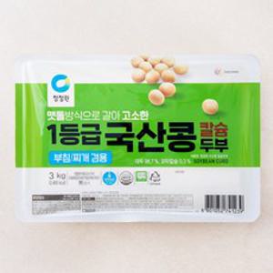 청정원 국산콩 칼슘 두부 부침 찌개 겸용, 3kg, 1개