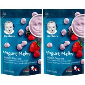 Gerber 요거트 멜츠 어린이 동결건조과일 8+개월 28g, 믹스 베리 (Mixed Berries), 2개