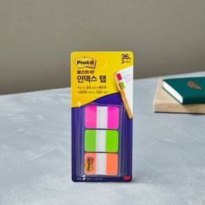 [3M] Post-it 포스트잇 인덱스탭 36매 (분,녹,주/38mmx25.4mm )