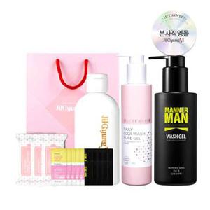 [선물세트]매너맨150ml+퓨어젤200ml+럽젤100ml+티슈x3개+맨샘플x10개+(퓨어젤+톤업)샘플x5개