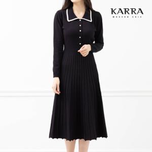 KARRA 카라배색진주플리츠니트원피스_A3F0409