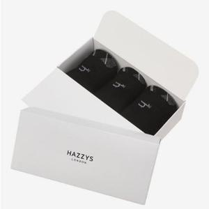 [HAZZYS] 블랙 체크배색 면혼방 중목양말3종세트 HJSS1F153WT