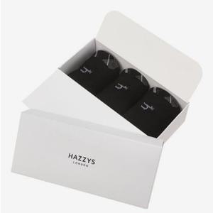 [HAZZYS] 블랙 체크배색 면혼방 중목양말3종세트 HJSS0F153WT