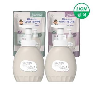 [라이온] 아이깨끗해 핸드워시 프리미엄 클린비건 용기 450ml + 리필 400ml (무향/피오니향 택1)