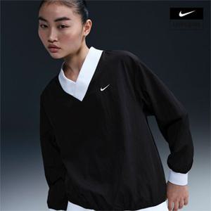 우먼스 나이키 스포츠웨어 에센셜 루즈 UV 우븐 긴팔 브이넥 탑 NIKE FV7650-010