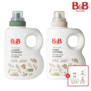 비앤비 비건 섬유세제 +섬유유연제1500ml 용기형 2입+증정품