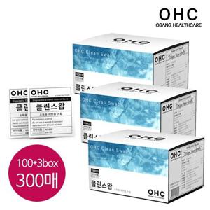 OHC 클린스왑 일회용 알콜솜(알콜 스왑)소독용 알콜 3box(300매)