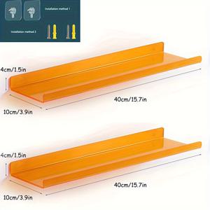 TEMU 2개의 벽걸이 플로팅 선반, 현대적인 클리어 오렌지/그린 아크릴 선반, 방 장식용, 책/피규어/사진/화장품 보관 및 정리용으로 욕실, 서재, 거실, 침실, 주방에|욕실선반|책꽂이|책장