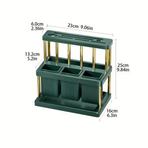 TEMU 1PC 다단 주방 용품 홀더, 식기, 칼, 숟가락 건조 보관 선반, 조리대용 플라스틱 다단 선반 정리함