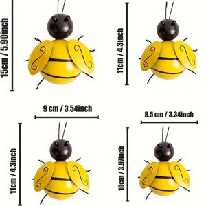 TEMU 4pcs 금속 꿀벌 장식 금속 꿀벌 벽 장식 정원 마당 울타리 잔디 마당 침실 벽 장식에 대 한 3D 철 예술 조각 장식품