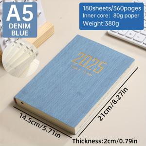 TEMU 2025 두꺼운 A5 일일 계획표 - 365일 일정, 180 매/360 페이지, 한국어, 일상 생활, 사무실 및 학교용, 다이어리 저널 - 1개 포장|다이어리|일기장