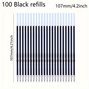 TEMU 100개 0.7mm 볼펜 리필 - 검정, 파랑, 빨강 잉크 | 사무용으로 부드럽고 리트랙터블한 필기