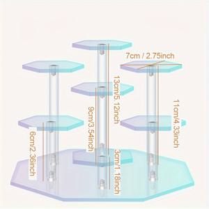 TEMU 1/2개의 다채로운 다각형 사다리 수납 스탠드, 데스크톱 수납 디스플레이 랙, 다층 아크릴 다채로운 투명 디스플레이 스탠드, 보석 향수 컵케이크 디스플레이 홀더 랙