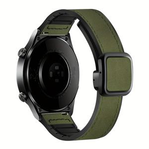 TEMU 삼성 시리즈 및 기타 모델용 - 22mm/20mm 실리콘 인조 가죽 자석 시계 밴드, Garmin, Xiaomi, Huawei 및 스마트 워치 호환 - 액티브 2, 3 및 기어 S2용