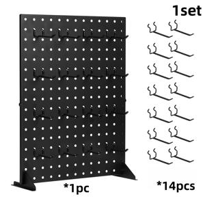 TEMU 공급업체 이벤트용 1/2팩 페그보드 디스플레이 스탠드: 공예 전시회용 17 X 13인치 테이블탑 페그보드 디스플레이 스탠드, 귀걸이, 보석, 핀, 열쇠고리, 스티커 판매용 14/28 후크 디스플레이 소매 랙 - 금속 제작
