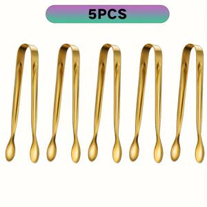 TEMU 우아한 골든 미니 서빙 집게 세트 - 결혼식, 파티 및 고기 접시용 5/7개 스테인리스 스틸 클립, 4.33인치