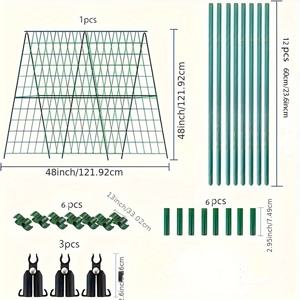 TEMU 1개 48x48인치 녹색 방수 정원 트렐리스 - 등반 식물, 토마토, 오이 및 콩을 위한 내구성 있는 플라스틱 & 스틸 지지대